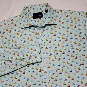 Charleston Threads Sailboat Print Long Sleeve Button Down Shirt Large